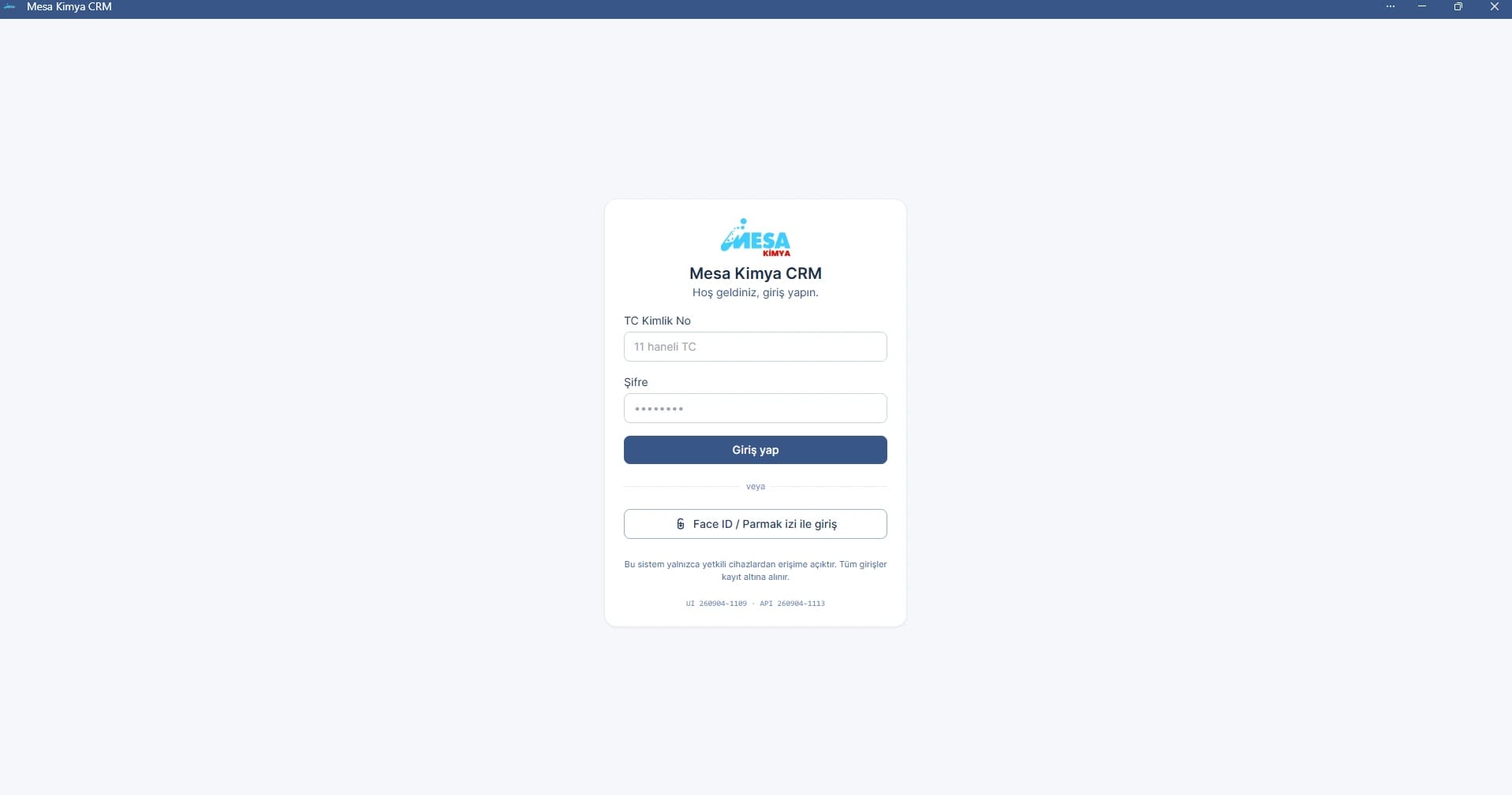 Mesa CRM panel ekranı