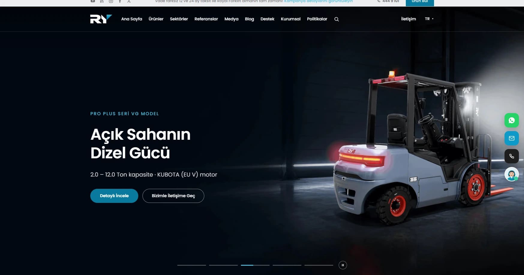 Royal Forklift kurumsal sitesi ana sayfası