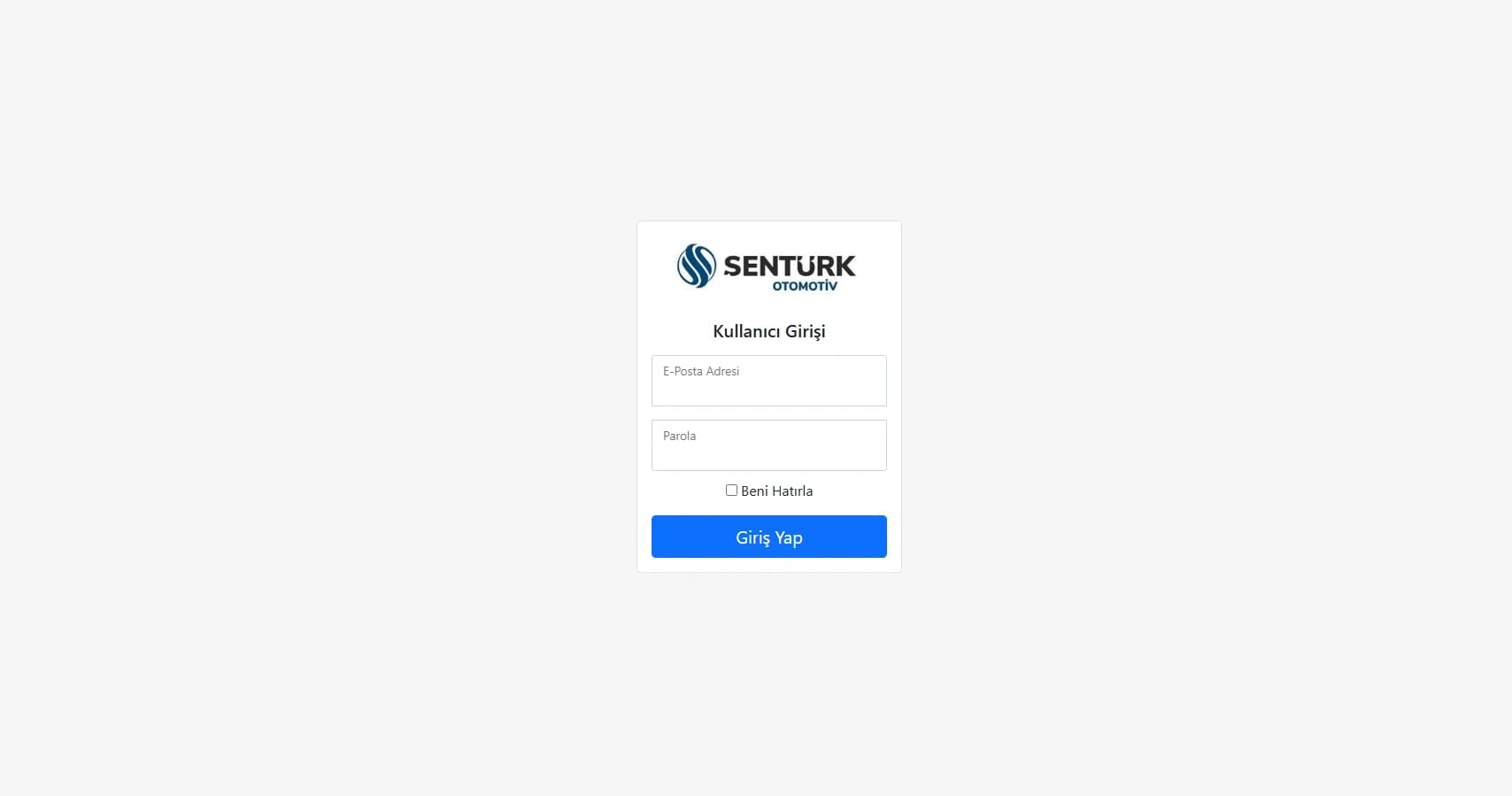 Şentürk Otomotiv fatura onay sistemi giriş ekranı