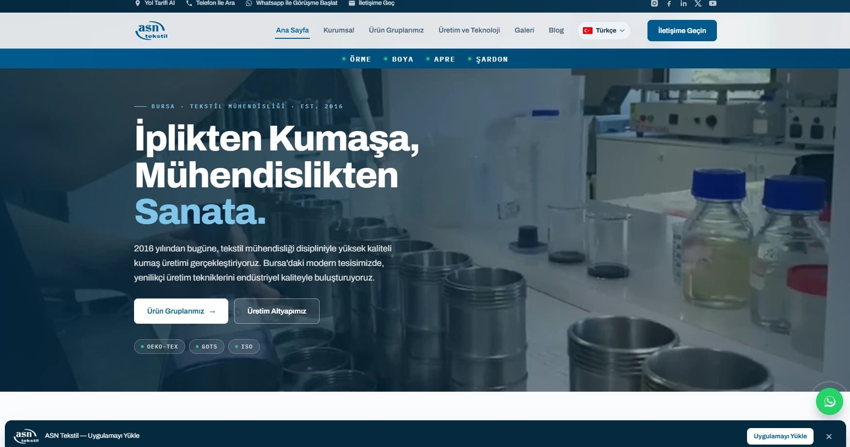 ASN Tekstil ana sayfası