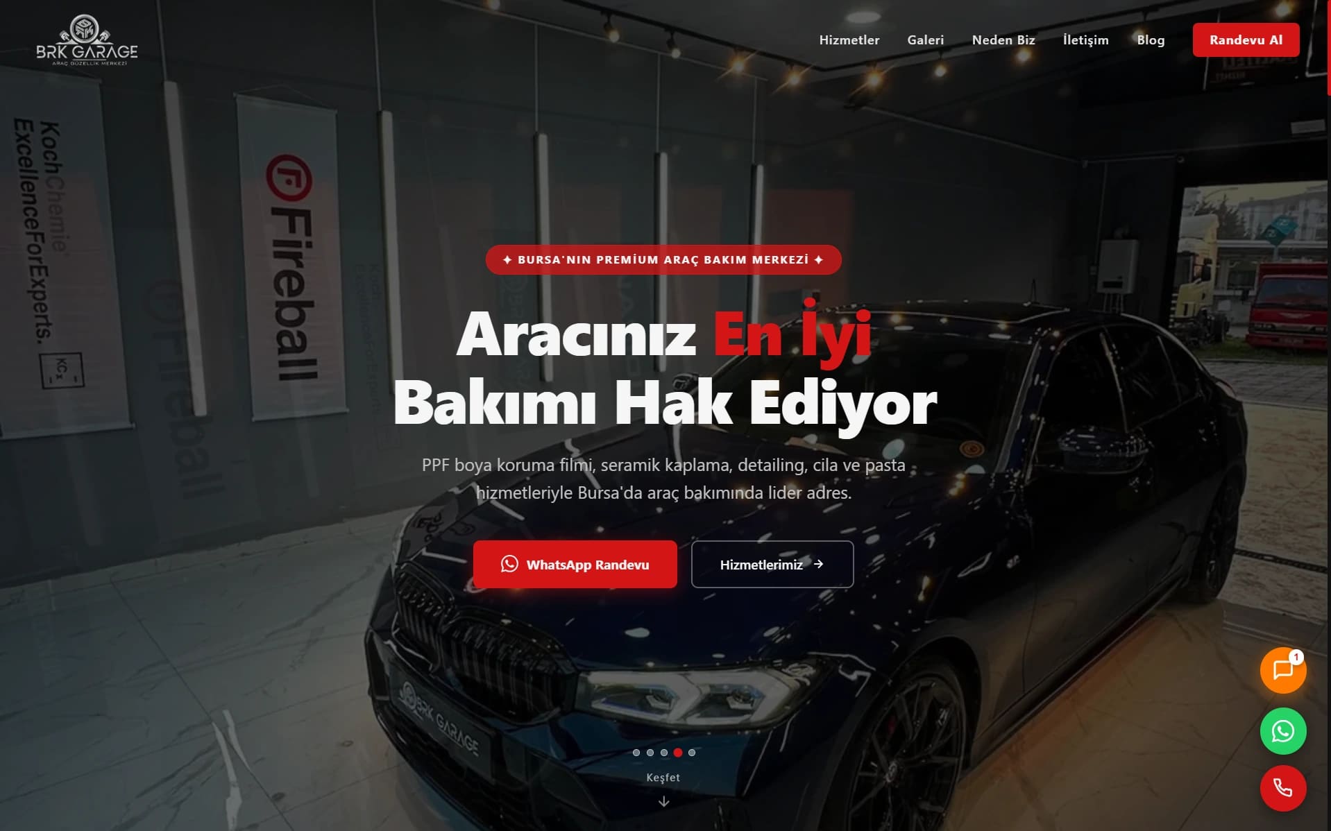 BRK Garage ana sayfası