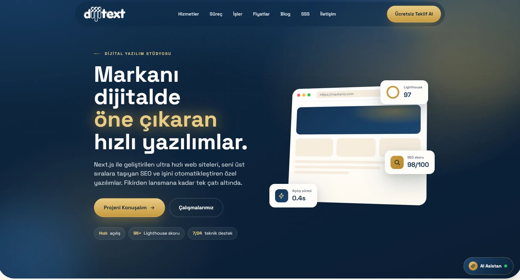 DijiText ana sayfası