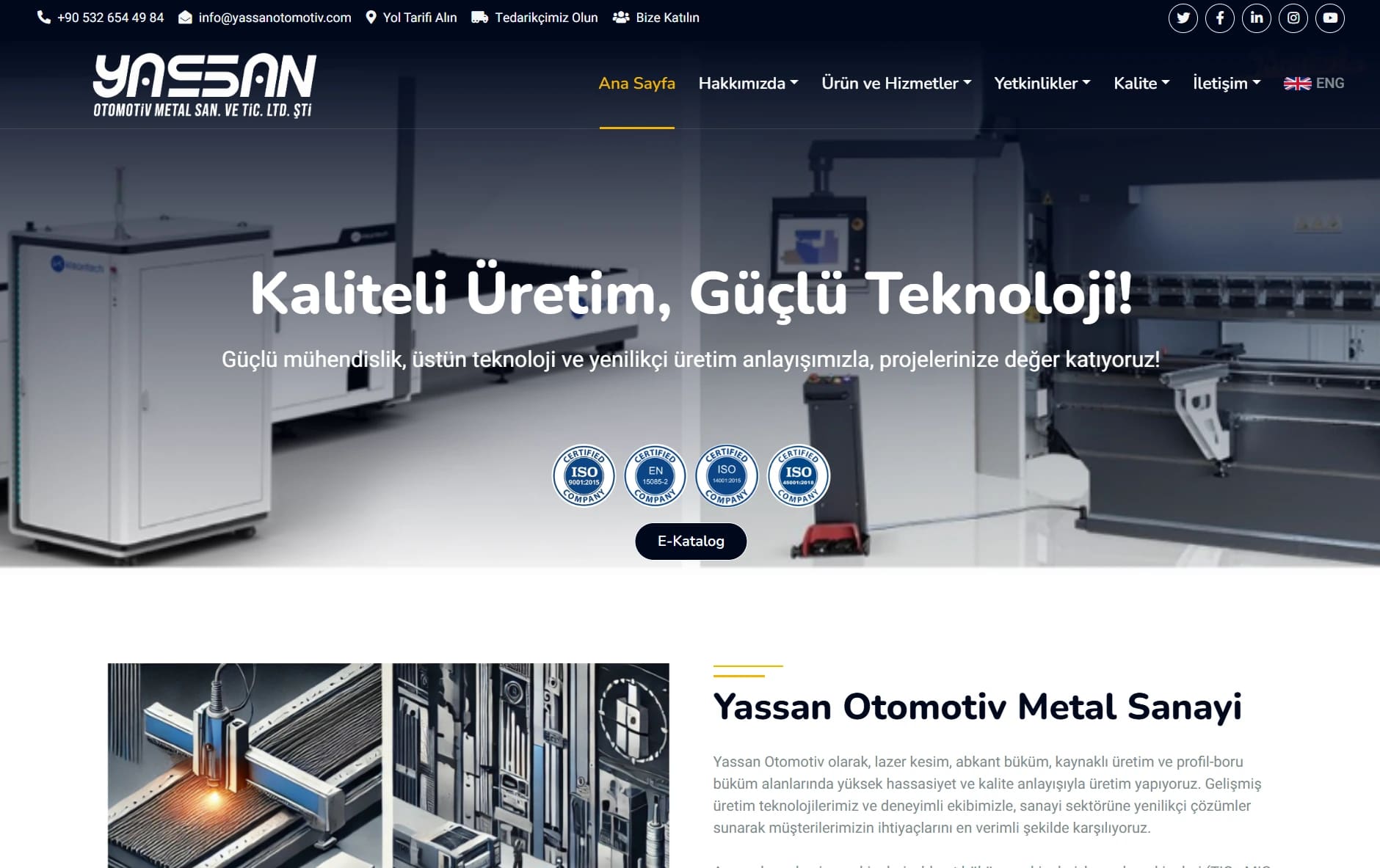 Yassan Otomotiv ana sayfası